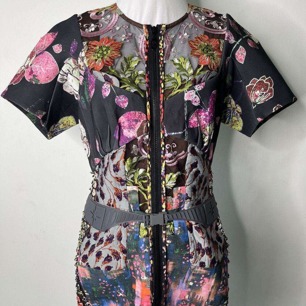 Byron Lara Women's Black Pink Short Sleeve Abstract Print Shift Dress Size 8 - Picture 4 of 10